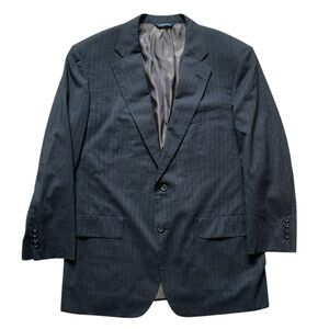BROOKS BROTHERS Brooksease Blazer Jacket Dark Gray Pinstripe 100% Wool 44R
